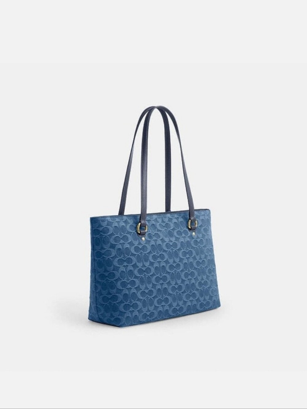 Coach Station Tote Denim Blue Signature Tote - Picture 2 of 6